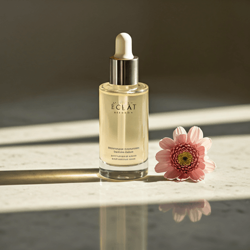 Luxury skincare serum bottle on marble surface